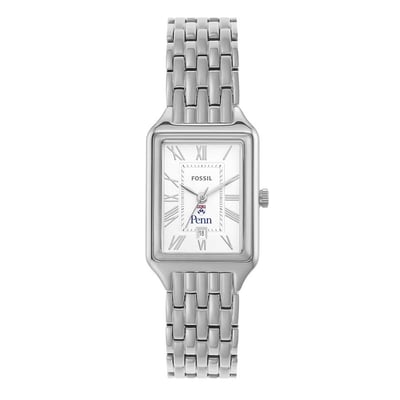 Pennsylvania Quakers Fossil Women's Raquel Three-Hand Date Stainless Steel Watch