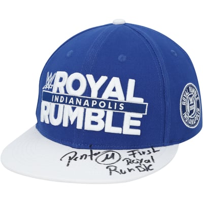 Penta WWE Autographed Blue 2025 Royal Rumble Snapback Hat with "1st Royal Rumble" Inscription