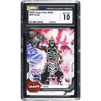 Penta WWE 2026 Topps Now WWE Cero Miedo: Captures IC Title For 1st WWE Gold #28 CGC Authenticated 10 Card