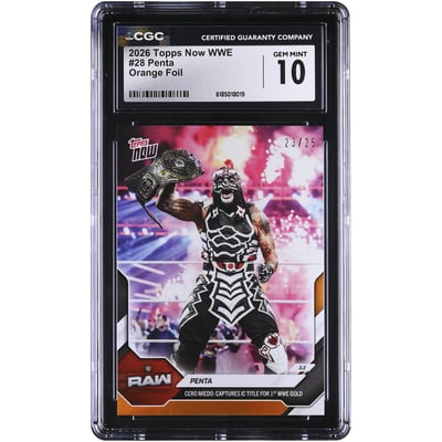 Penta WWE 2026 Topps Now WWE Cero Miedo: Captures IC Title for 1st WWE Gold #28 #/25 CGC Authenticated GEM MINT 10 Card