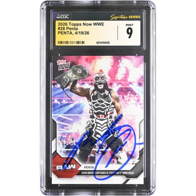 Penta WWE Autographed 2026 Topps Now WWE 1st WWE Gold #28 CGC Fanatics Witnessed Authenticated MINT 9 Card