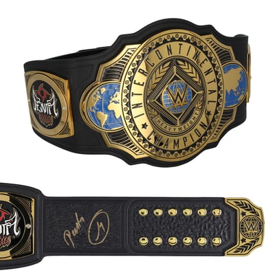 Penta WWE Autographed Fanatics Authentic Intercontinental Championship Replica Title Belt with Talent Side Plates 