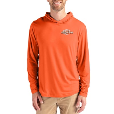  Pepperdine Waves Cutter & Buck Coastline Recycled Double Peached Hoodie - Orange