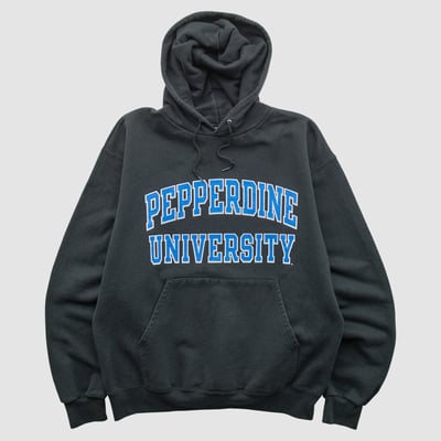 Pepperdine Waves Champion 2000s Hooded Pullover Sweatshirt - Black - S by Fanatics Real Vintage