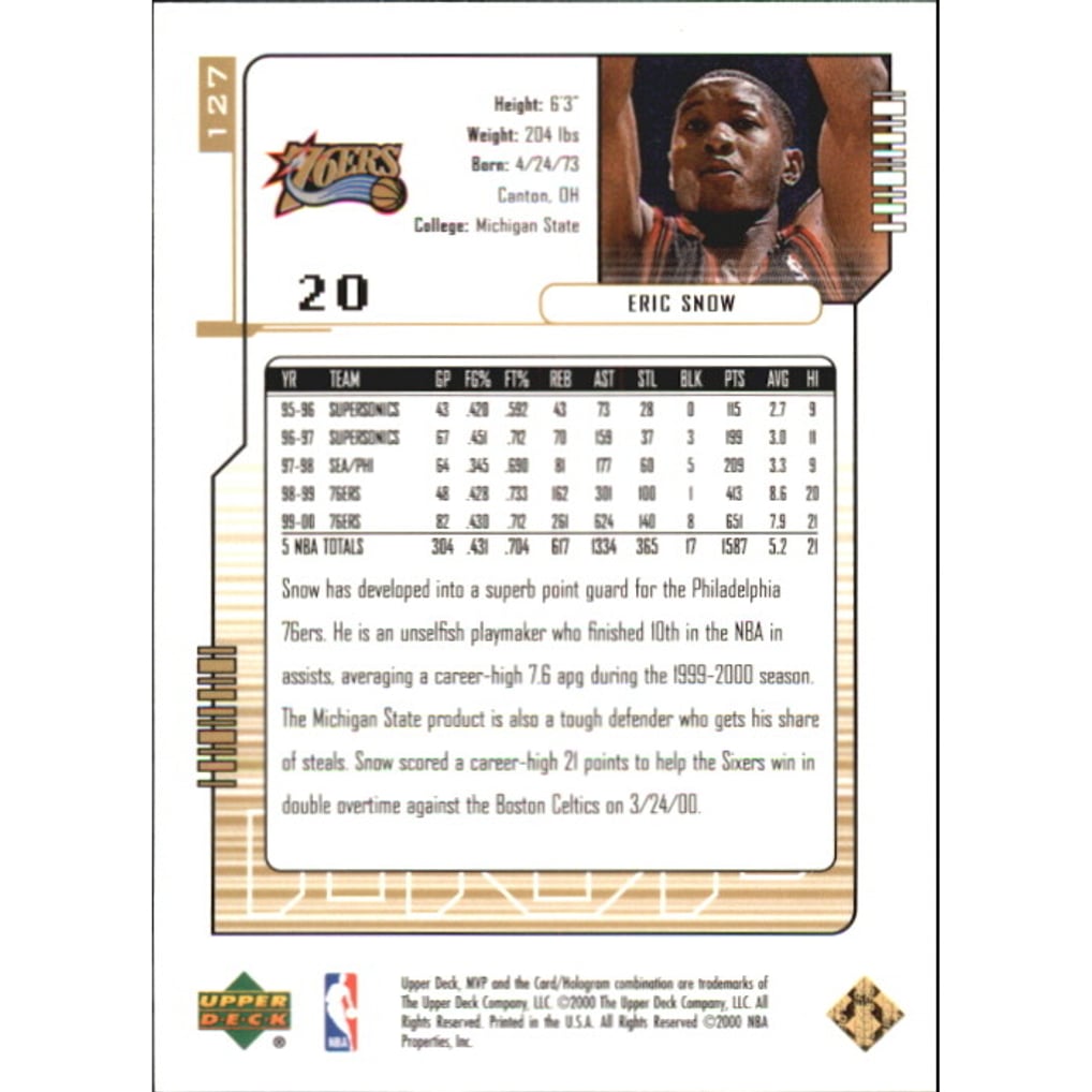 2000-01 Upper Deck MVP Gold Script #127 Eric Snow