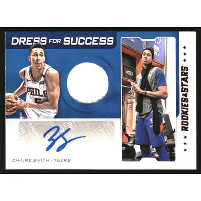 2019-20 Panini Chronicles Dress for Success Jersey Autographs Red #6 Zhaire Smith