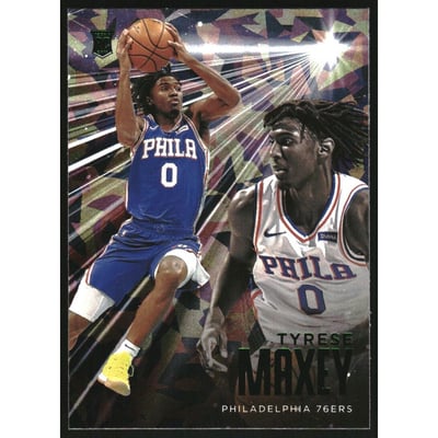 2020-21 Panini Chronicles Green Ice #208 Tyrese Maxey/Essentials