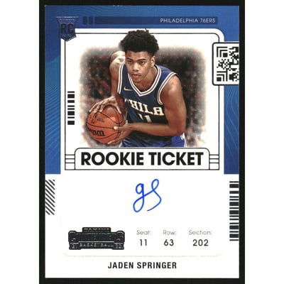 2021-22 Panini Contenders #128 Jaden Springer AU RC