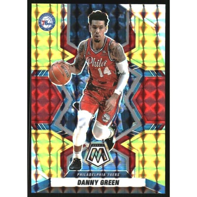 2021-22 Panini Mosaic Mosaic Choice Fusion Red and Yellow #145 Danny Green