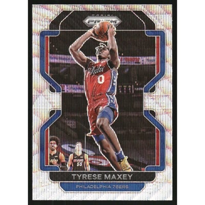 2021-22 Panini Prizm Prizms Factory Set Silver Wave #28 Tyrese Maxey