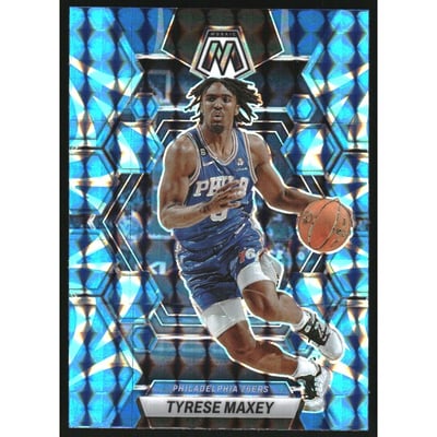 2022-23 Panini Mosaic Mosaic Reactive Blue #89 Tyrese Maxey
