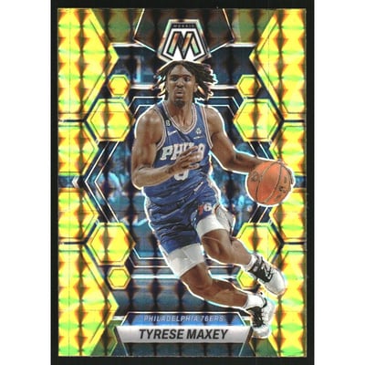 2022-23 Panini Mosaic Mosaic Reactive Yellow #89 Tyrese Maxey