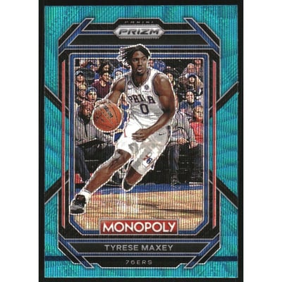 2022-23 Panini Prizm Monopoly Teal Wave #69 Tyrese Maxey