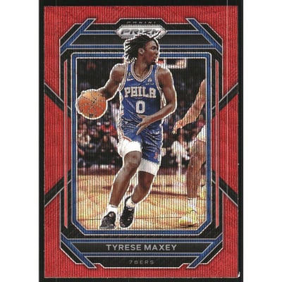 2022-23 Panini Prizm Prizms Ruby Wave #21 Tyrese Maxey