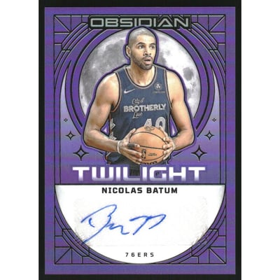2023-24 Panini Obsidian Twilight Signatures Electric Etch Purple Flood #2 Nicolas Batum