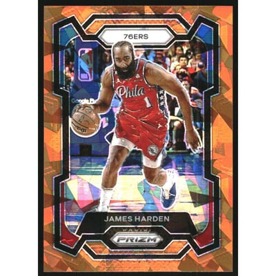 2023-24 Panini Prizm Prizms Orange Ice #98 James Harden