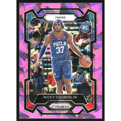 2023-24 Panini Prizm Prizms Pink Ice #294 Ricky Council IV