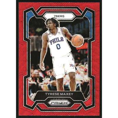 2023-24 Panini Prizm Prizms Ruby Wave #15 Tyrese Maxey