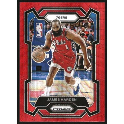 2023-24 Panini Prizm Prizms Ruby Wave #98 James Harden