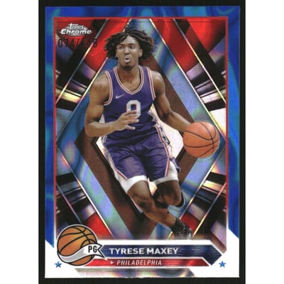 2023-24 Topps Chrome Blue Lava Refractors #33 Tyrese Maxey