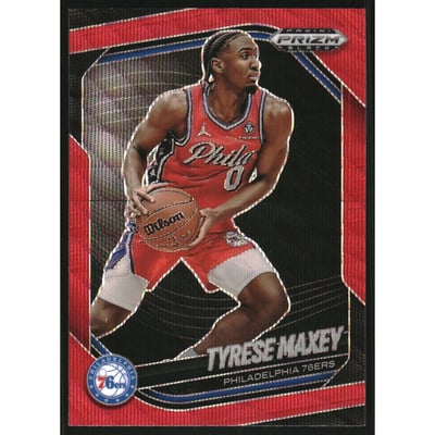 2024-25 Panini Prizm Black Prizms Ruby Wave #89 Tyrese Maxey