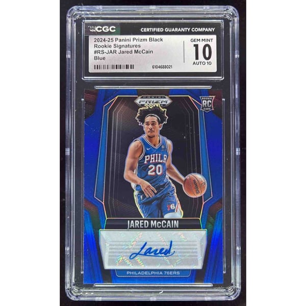 2024-25 Panini Prizm Black Rookie Blue Prizms Jared McCain RC Auto 