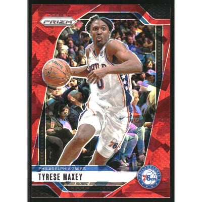 2024-25 Panini Prizm Prizms Red Ice #96 Tyrese Maxey