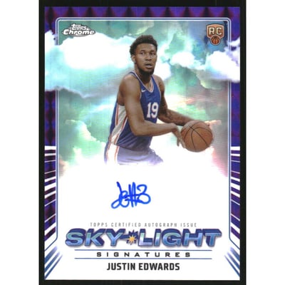 2024-25 Topps Chrome Sky-Light Signatures Purple Geometric Refractors #SLSJED Justin Edwards