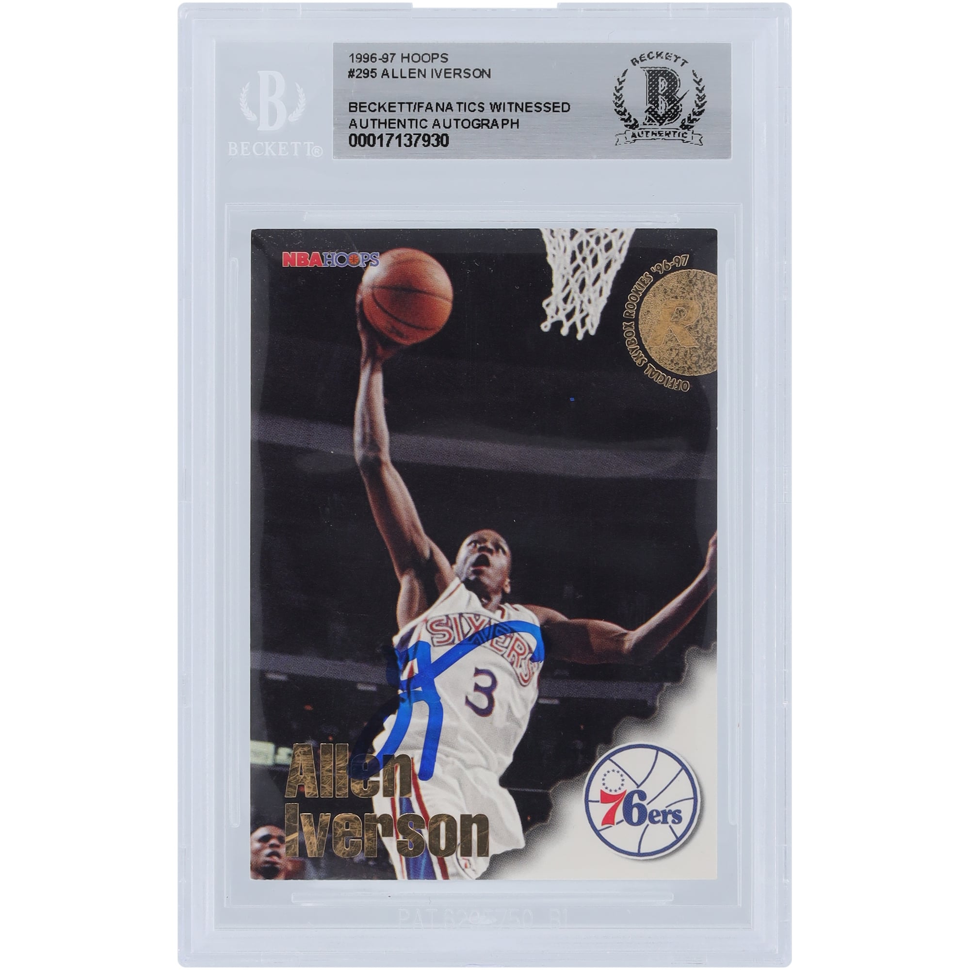 Allen Iverson Philadelphia 76ers Autographed 1996-97 Fleer Hoops 