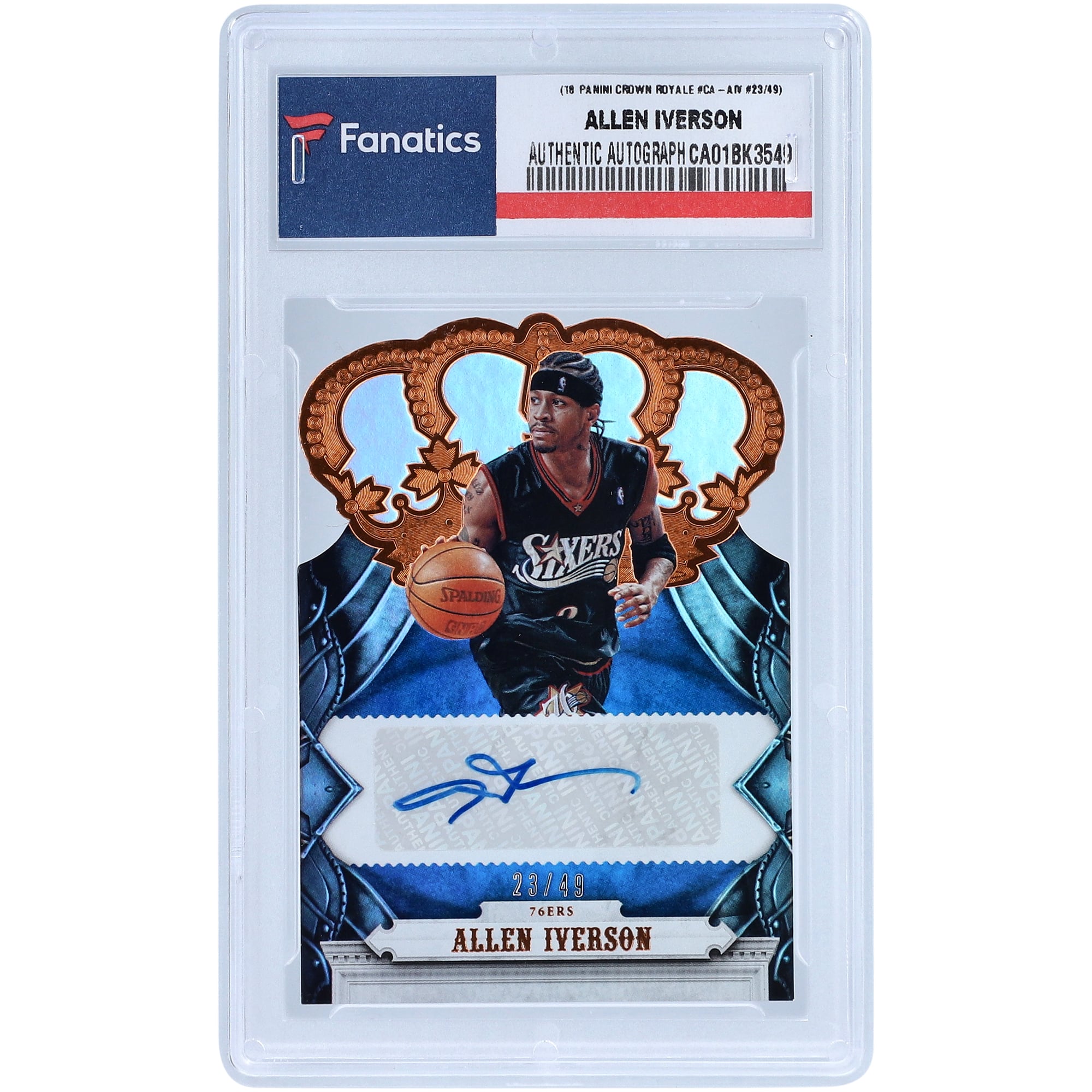 Autographed Philadelphia 76ers Allen Iverson 2017-18 Panini Crown