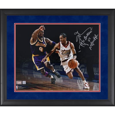 Allen Iverson Philadelphia 76ers Autographed Fanatics Authentic Framed 16" x 20" Driving vs Kobe Photograph with "Answer vs Mamba" Inscription 