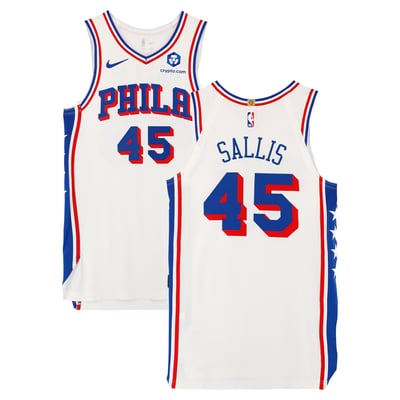 Hunter Sallis Philadelphia 76ers Fanatics Authentic Player-Issued #45 White Jersey from the 2025-26 NBA Season - Size 46+4