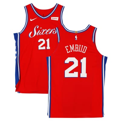 Joel Embiid Philadelphia 76ers Fanatics Authentic Player-Issued #21 Red Jersey from the 2017-18 NBA Season - Size 52+2