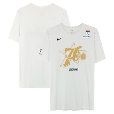 Joel Embiid Philadelphia 76ers Fanatics Authentic Player-Issued White Nike T-Shirt from the 2026 NBA Playoffs - Size 2XLT