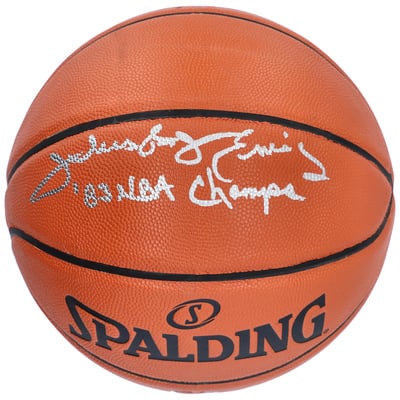 Julius Erving Philadelphia 76ers Fanatics Authentic Autographed Spalding Indoor Outdoor Basketball with 1983 NBA Champs Inscription