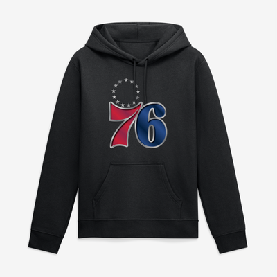 Philadelphia 76ers Big & Tall Metallic Mascot Hoodie - Black