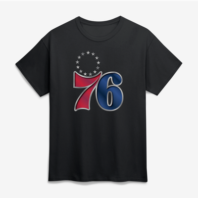 Philadelphia 76ers Big & Tall Metallic Mascot T-Shirt - Black
