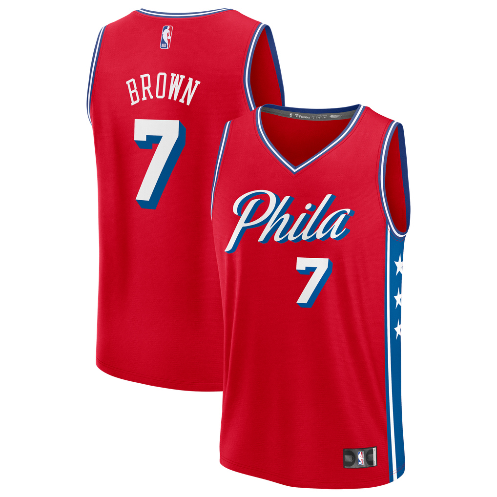Men's Philadelphia 76ers Jaylen Brown Fanatics Red Fast Break Jersey ...