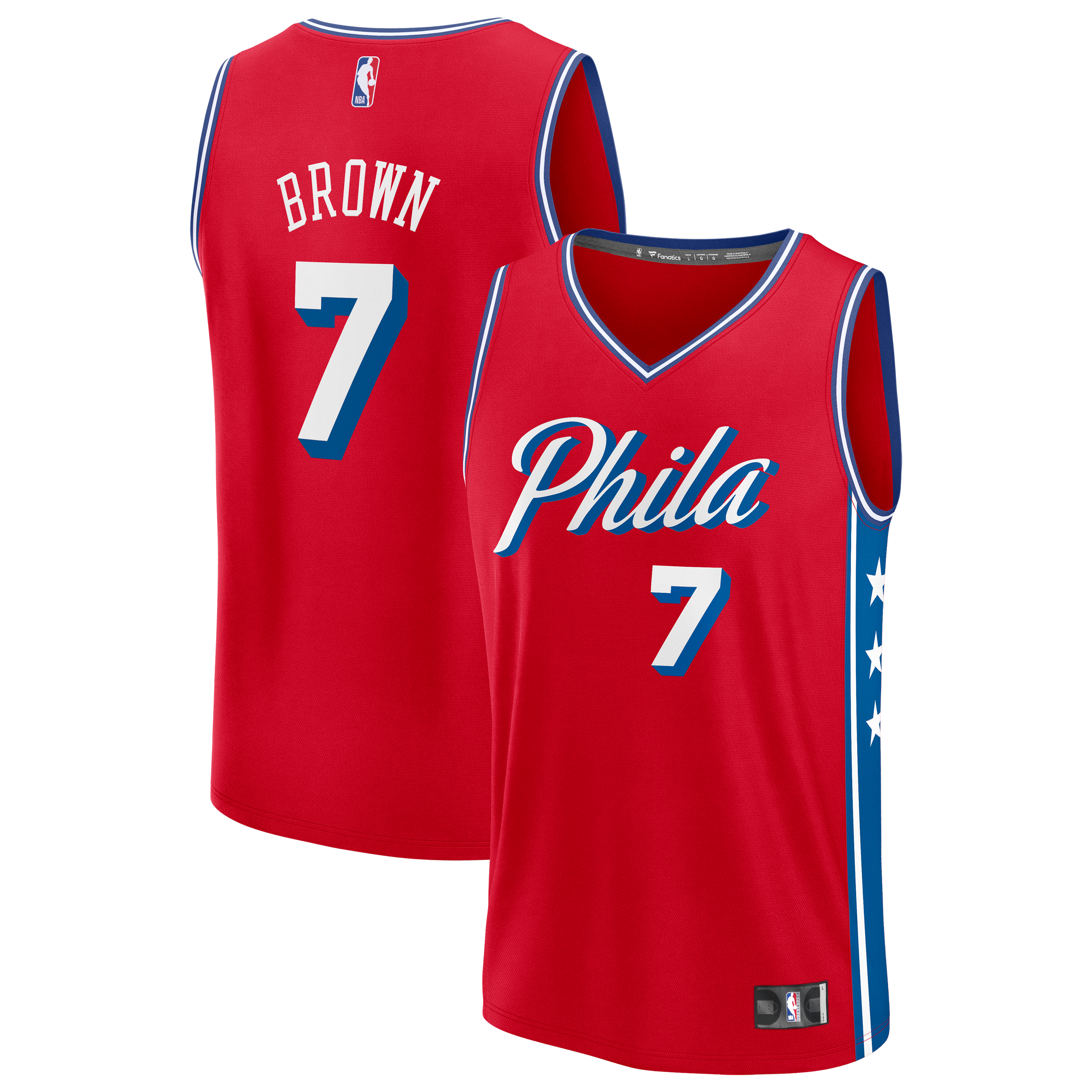 Men's Philadelphia 76ers Jaylen Brown Fanatics Red Fast Break Jersey ...