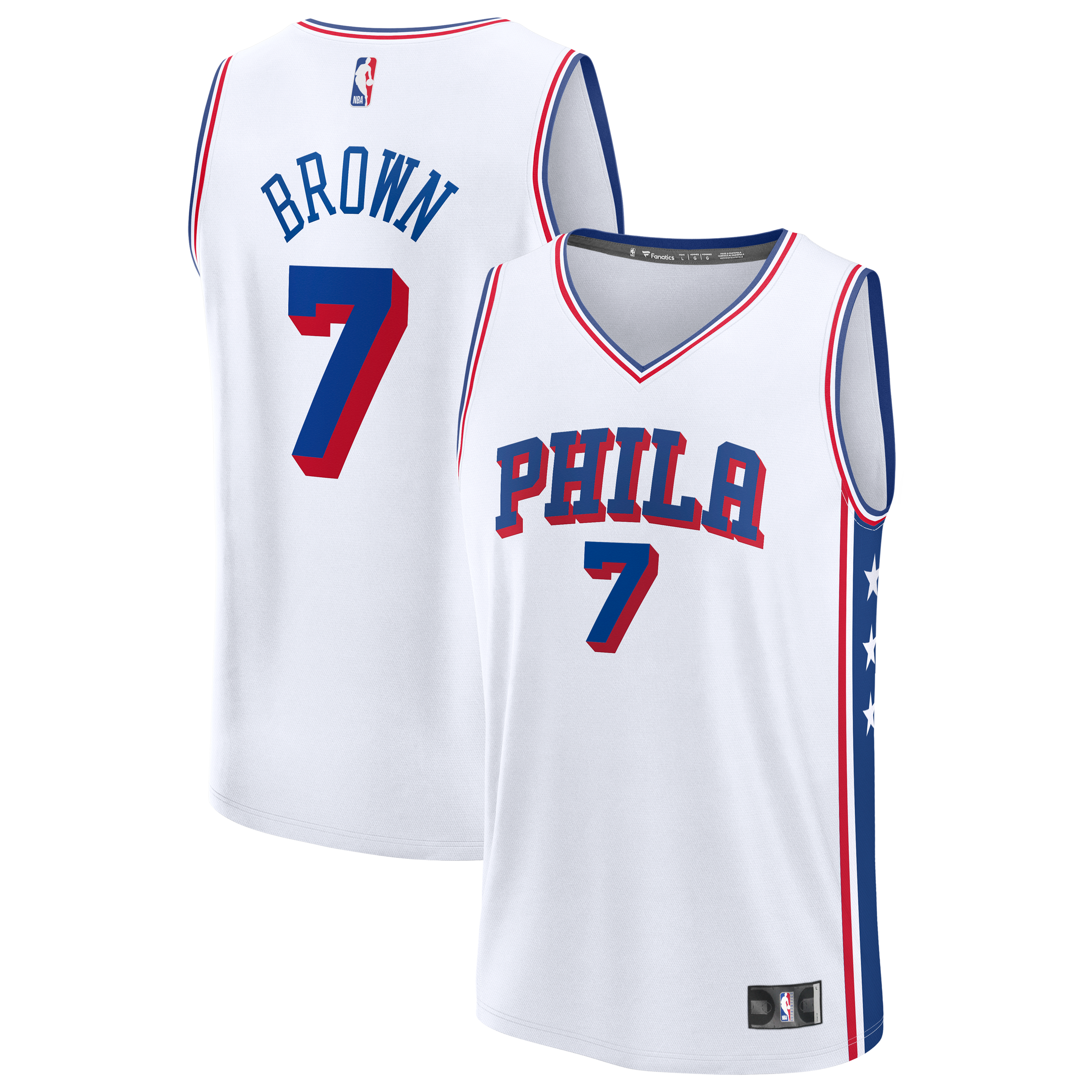 Men's Philadelphia 76ers Jaylen Brown Fanatics White Fast Break Jersey ...