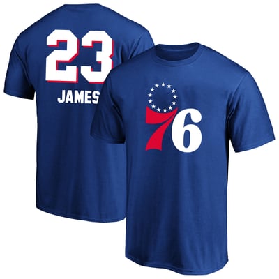 LeBron James Philadelphia 76ers Fanatics Men's Primary Logo Big & Tall Name & Number T-Shirt - Royal