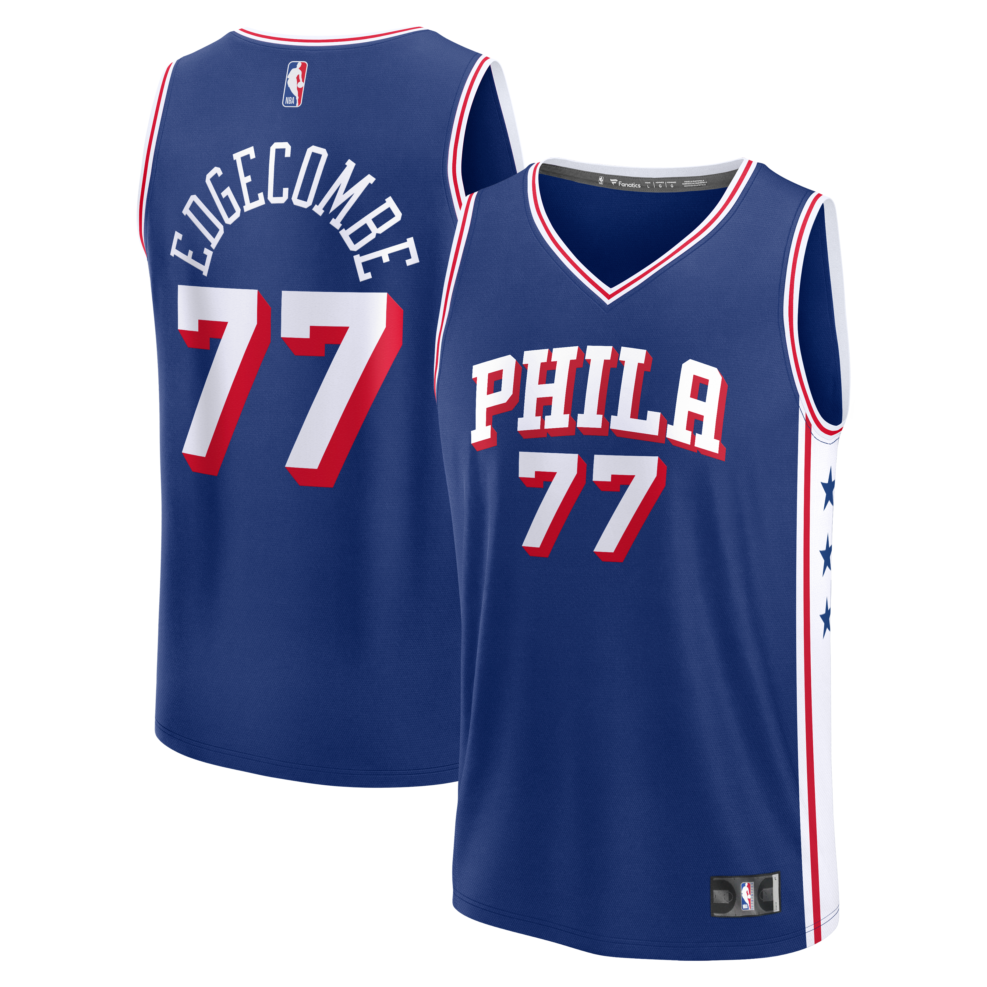 VJ Edgecombe Philadelphia 76ers Fast Break Jersey Royal Icon Edition