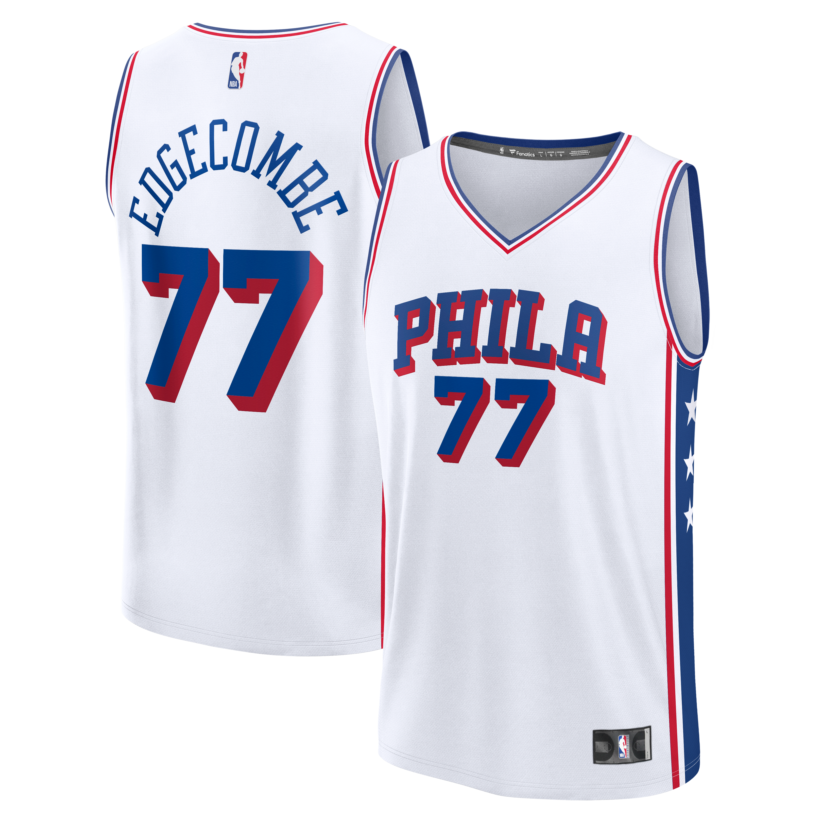 VJ Edgecombe Philadelphia 76ers Fast Break Replica Player Jersey Association Edition White