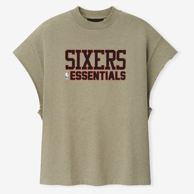 Philadelphia 76ers Fear of God Cut-Off Muscle T-Shirt - Athletic Heather Gray
