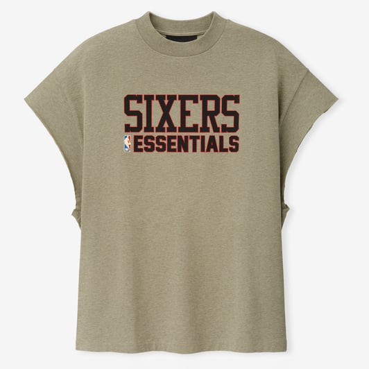 Philadelphia 76ers Fear of God Cut-Off Muscle T-Shirt - Athletic Heather Gray