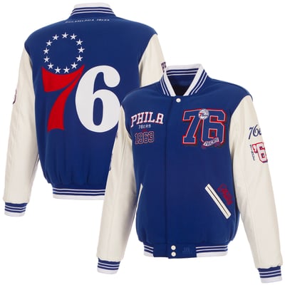  Philadelphia 76ers JH Design Reversible Full-Zip Varsity Jacket - Royal