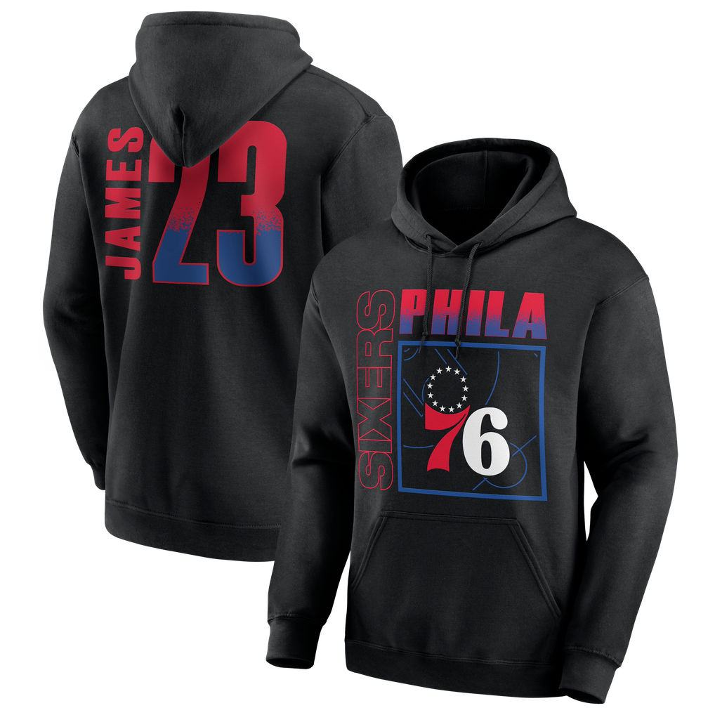 Men's Philadelphia 76ers LeBron James Black Home Court Pop Name ...