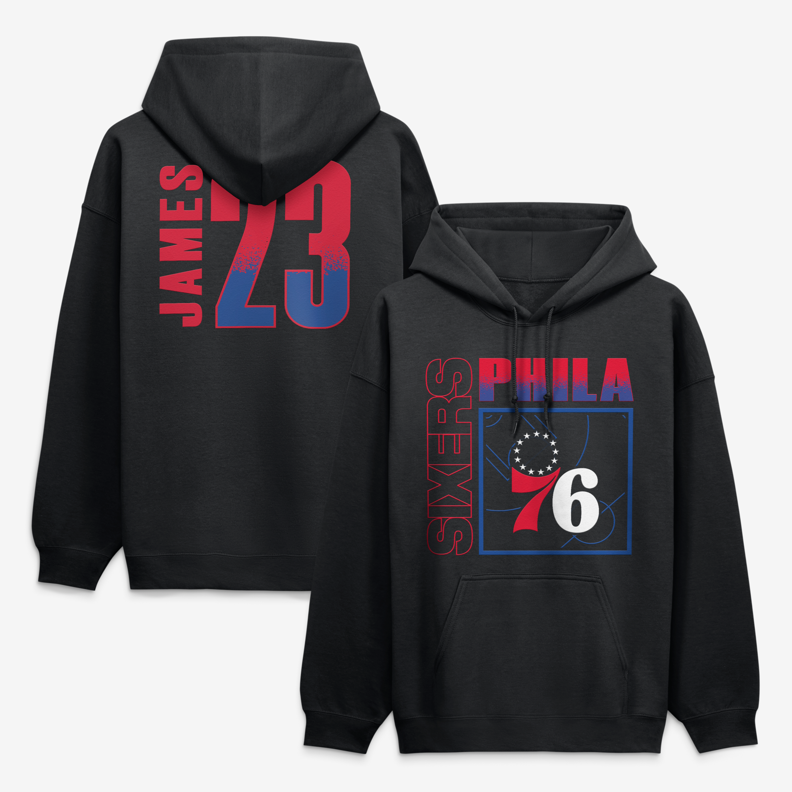 Men's Philadelphia 76ers LeBron James Black Home Court Pop Name ...