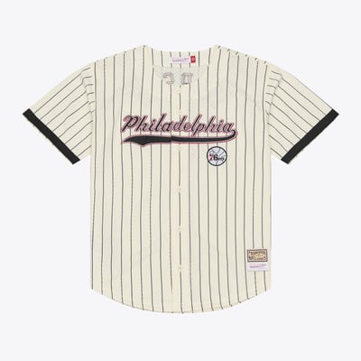 Allen Iverson Philadelphia 76ers Mitchell & Ness Player Mesh Button-Front Jersey - Cream