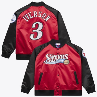 Allen Iverson Philadelphia 76ers Mitchell & Ness Player Lightweight Satin Jacket - Red